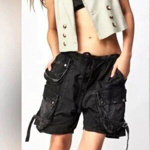 NWOT Free People Moon Bay Parachute Shorts Washed Black S